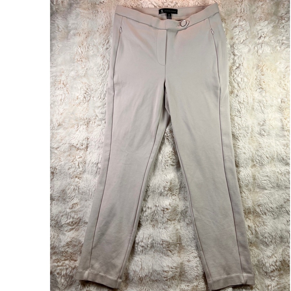 Jules & Leopold Womens Beige Slim Leg Dress Pants Ring Button Size S Small. A7